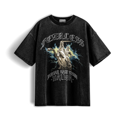 FEARLESS Hari Singh Nalwa X RisenRetro Acid washed French Terry 240 GSM T shirt - risenretro