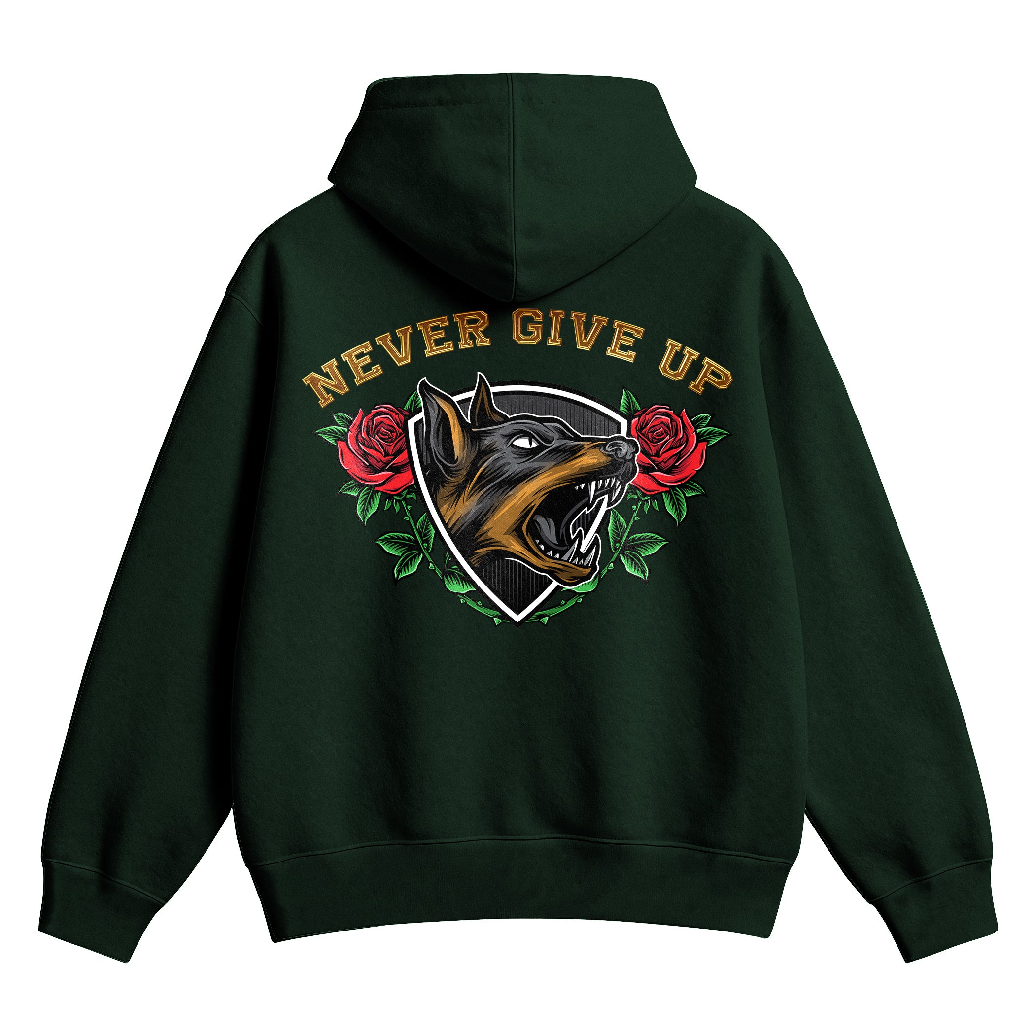Doberman Never Give Up  X RisenRetro Oversized Heavy 350GSM Hoodie - risenretro