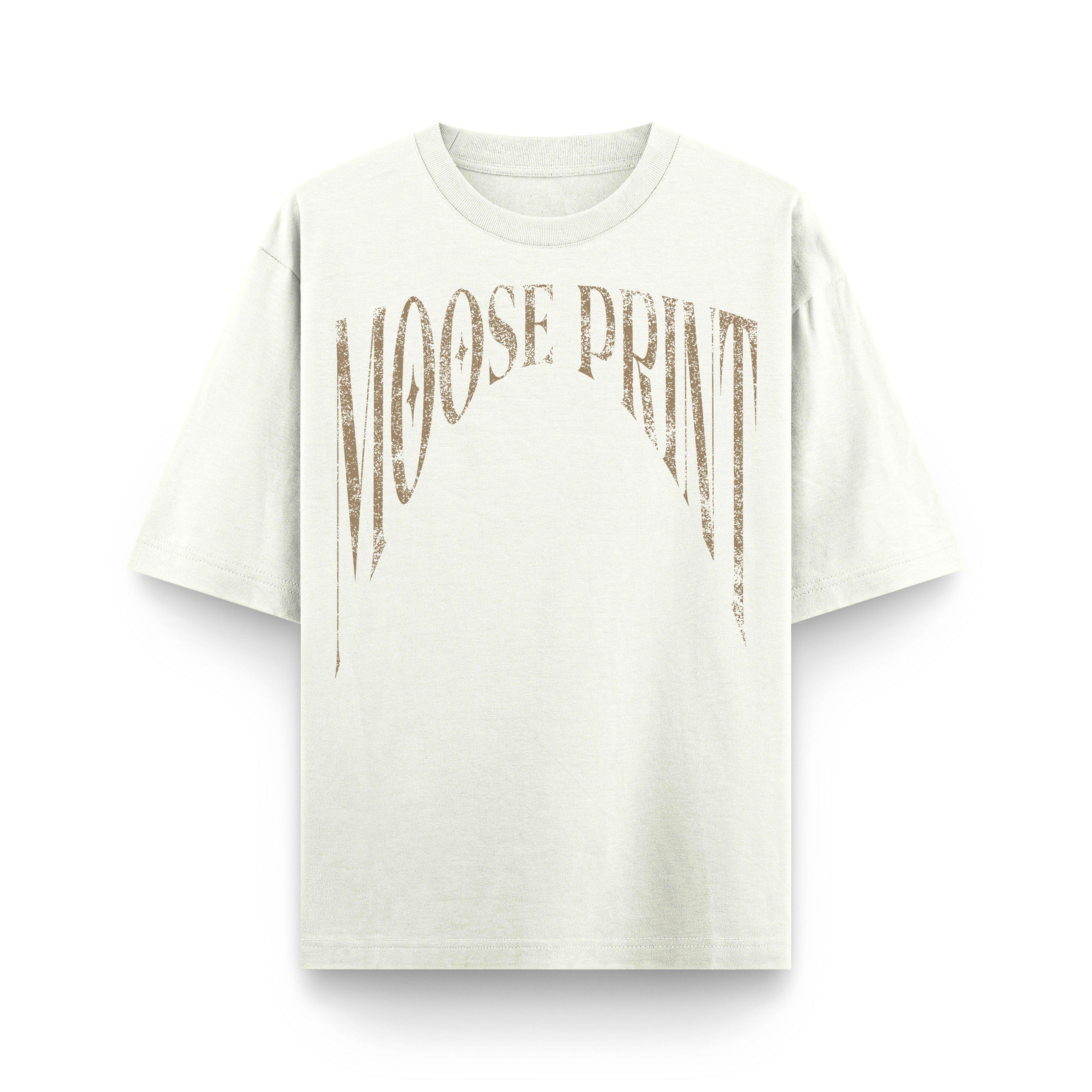 The Moose Print OFFWHITE Oversized Heavyweight 240GSM T-Shirt showcasing a bold graphic design on a soft cotton fabric.