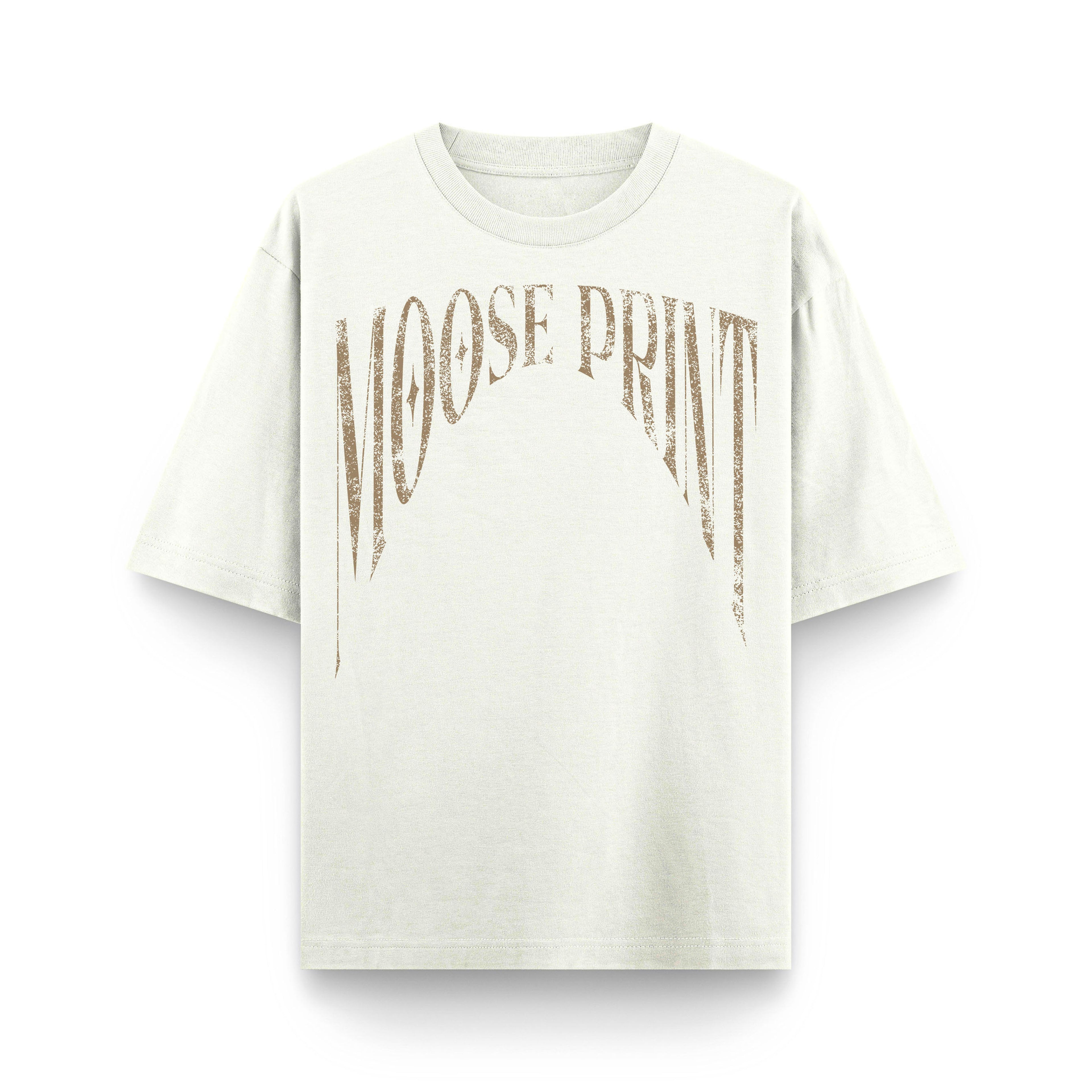 The Moose Print OFFWHITE Oversized Heavyweight 240GSM T-Shirt showcasing a bold graphic design on a soft cotton fabric.