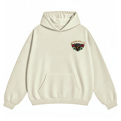 Doberman Never Give Up OFFWHITE X RisenRetro Oversized Heavy 350GSM Hoodie - risenretro