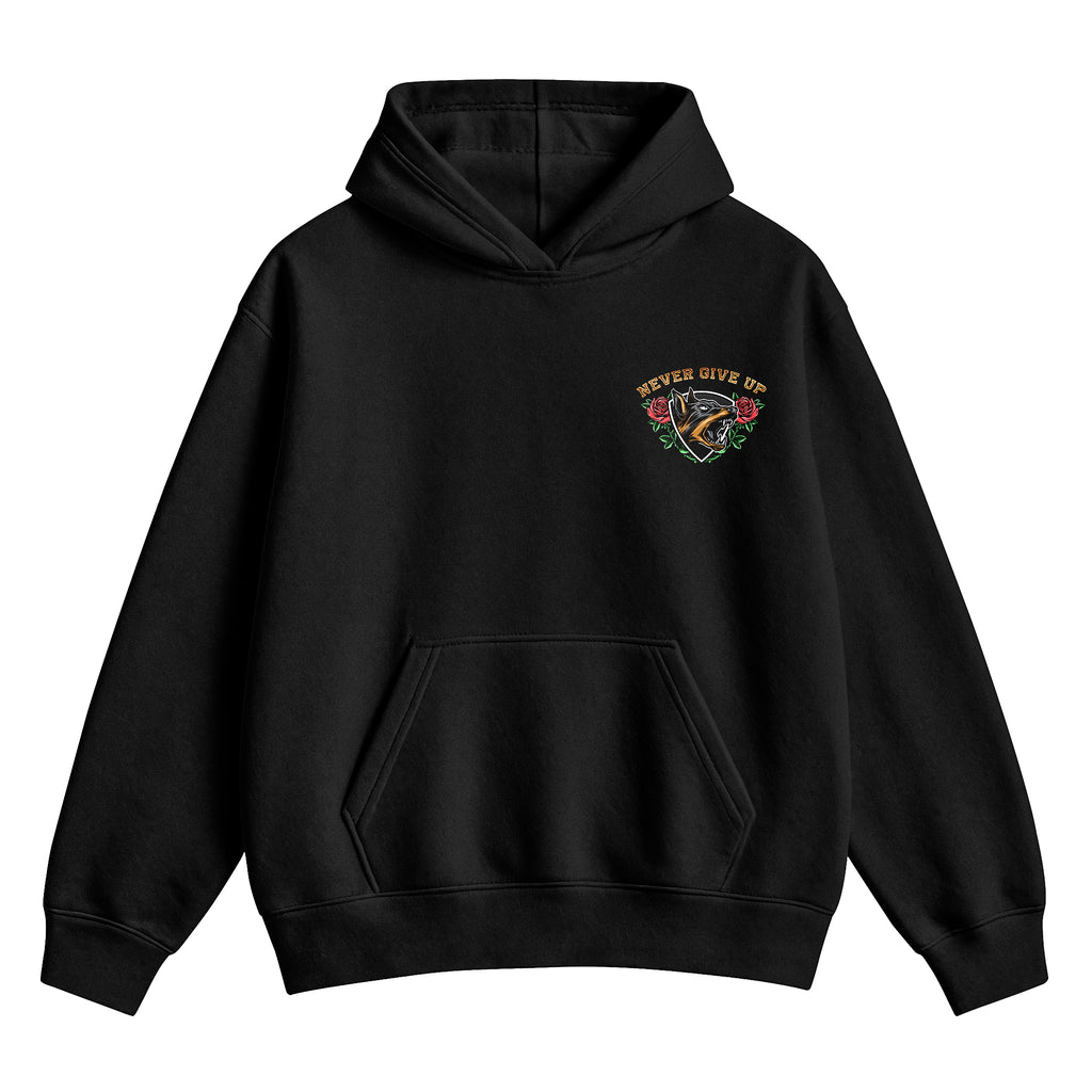 Doberman Never Give Up X RisenRetro Oversized Heavy 350GSM Hoodie - risenretro