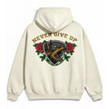 Doberman Never Give Up OFFWHITE X RisenRetro Oversized Heavy 350GSM Hoodie - risenretro