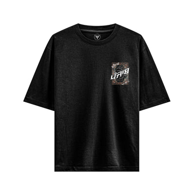 Panjab Tapestry Black X Risen Retro  Oversized 240GSM French Terry Cotton T-Shirt - risenretro