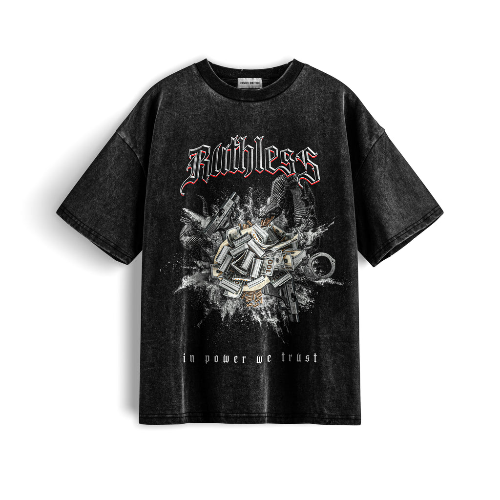 Ruthless Acid washed X RisenRetro 240 GSM T Shirt - risenretro