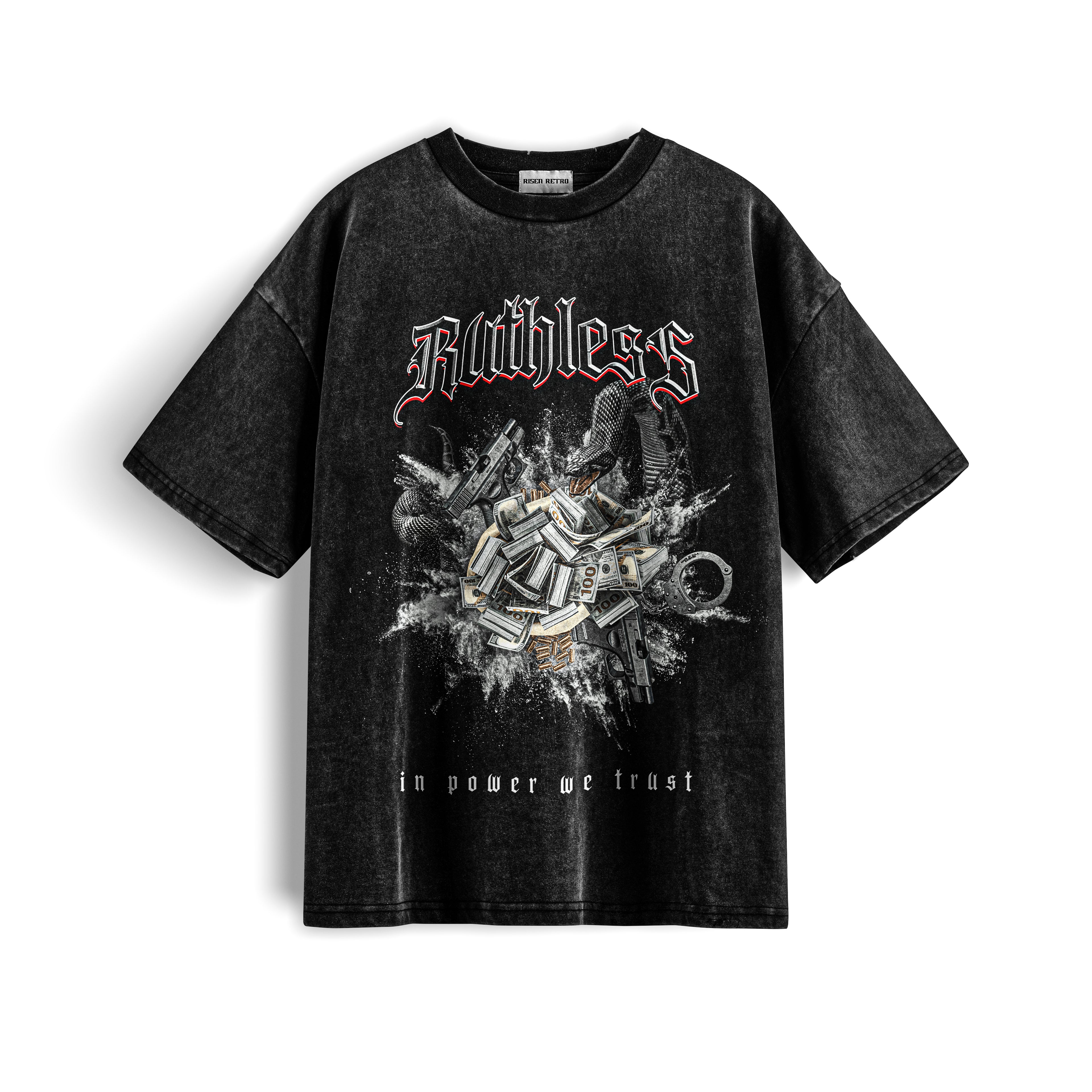Ruthless Acid washed X RisenRetro 240 GSM T Shirt - risenretro