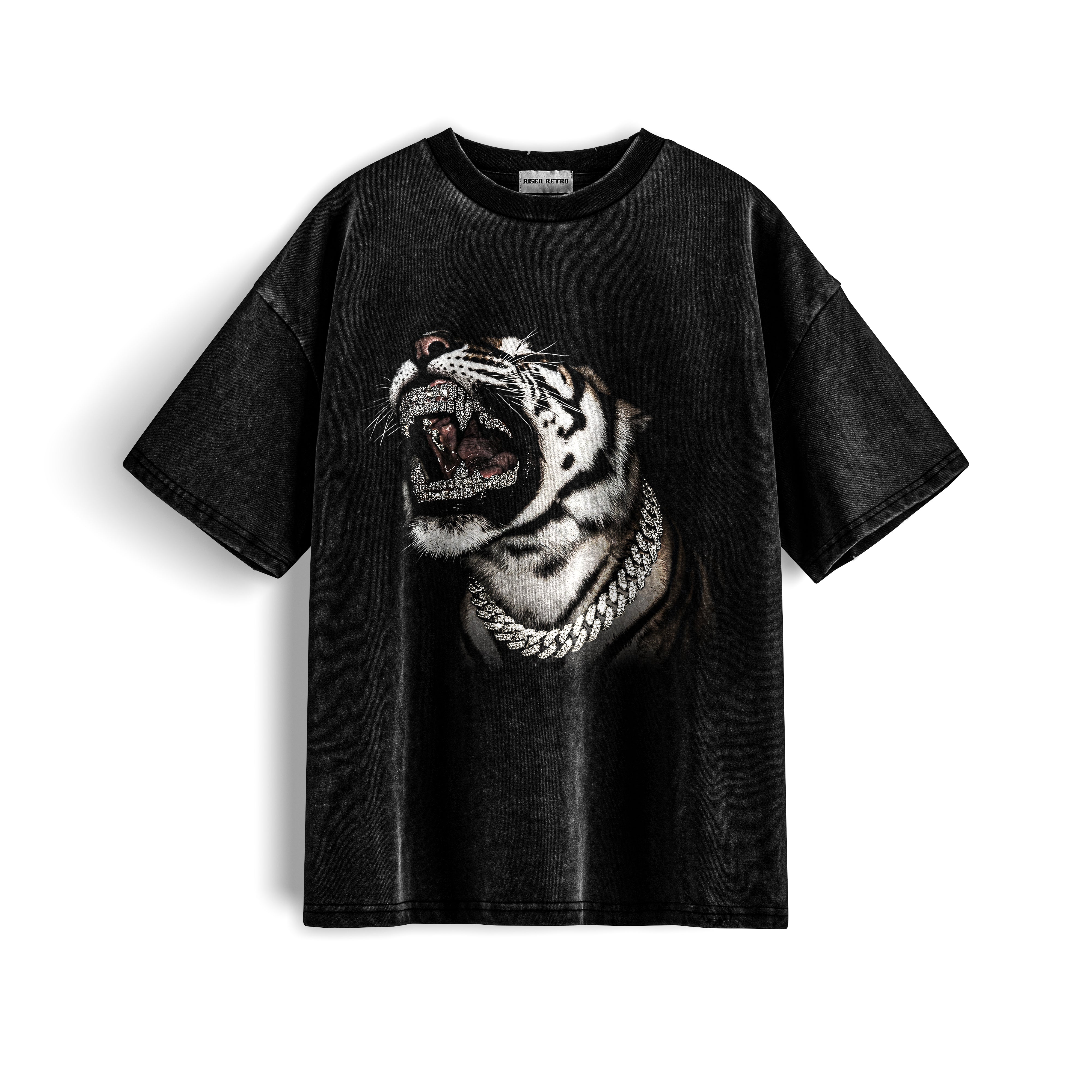 Tiger Roar X RisenRetro Acid washed French Terry 240 GSM - risenretro