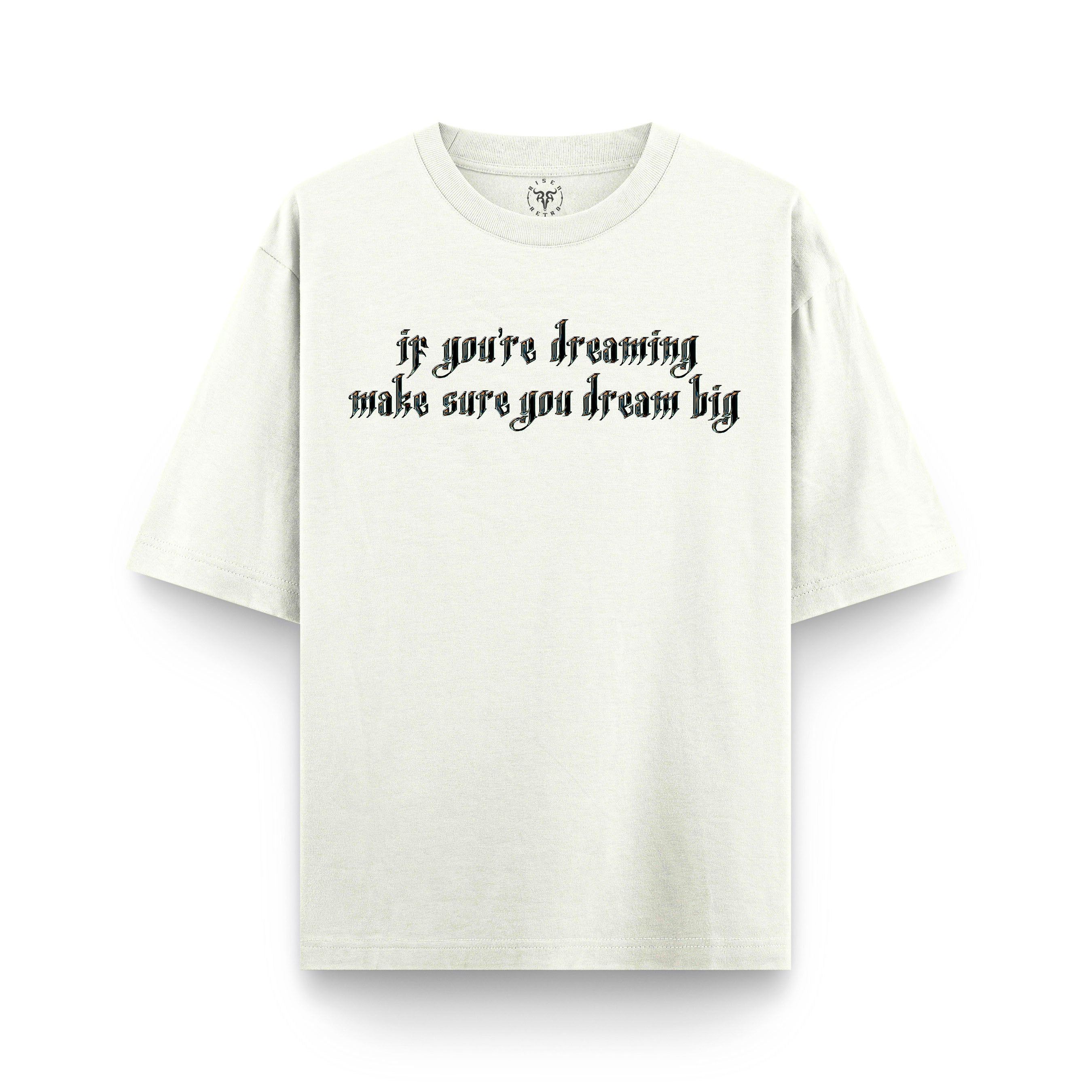 Dream Big OFFWHITE X RisenRetro Oversized Heavyweight French Terry 240GSM T-Shirt - risenretro