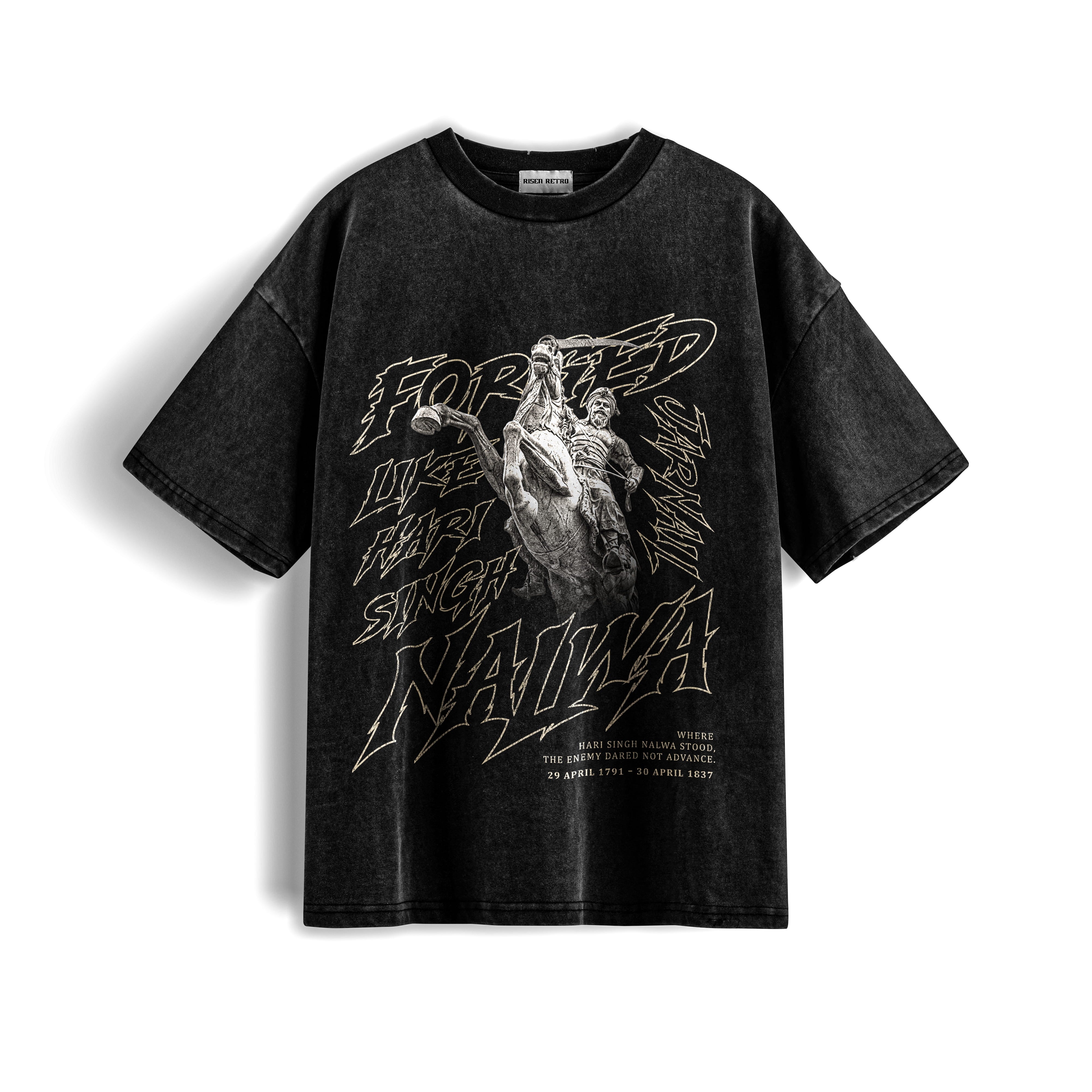 Forged Like Nalwa X RisenRetro  Acid washed French Terry 240 GSM T shirt - risenretro