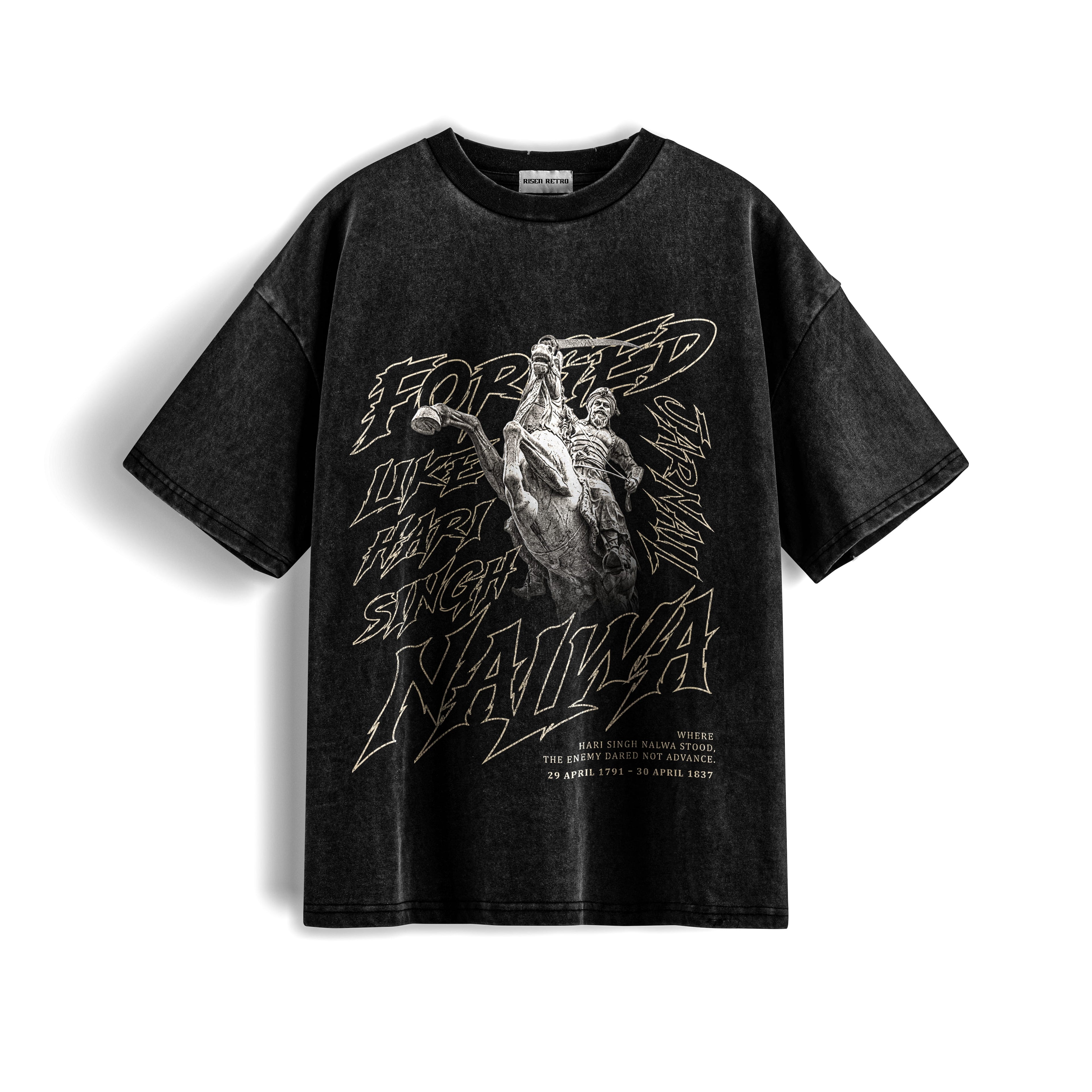 Forged Like Nalwa X RisenRetro  Acid washed French Terry 240 GSM T shirt - risenretro