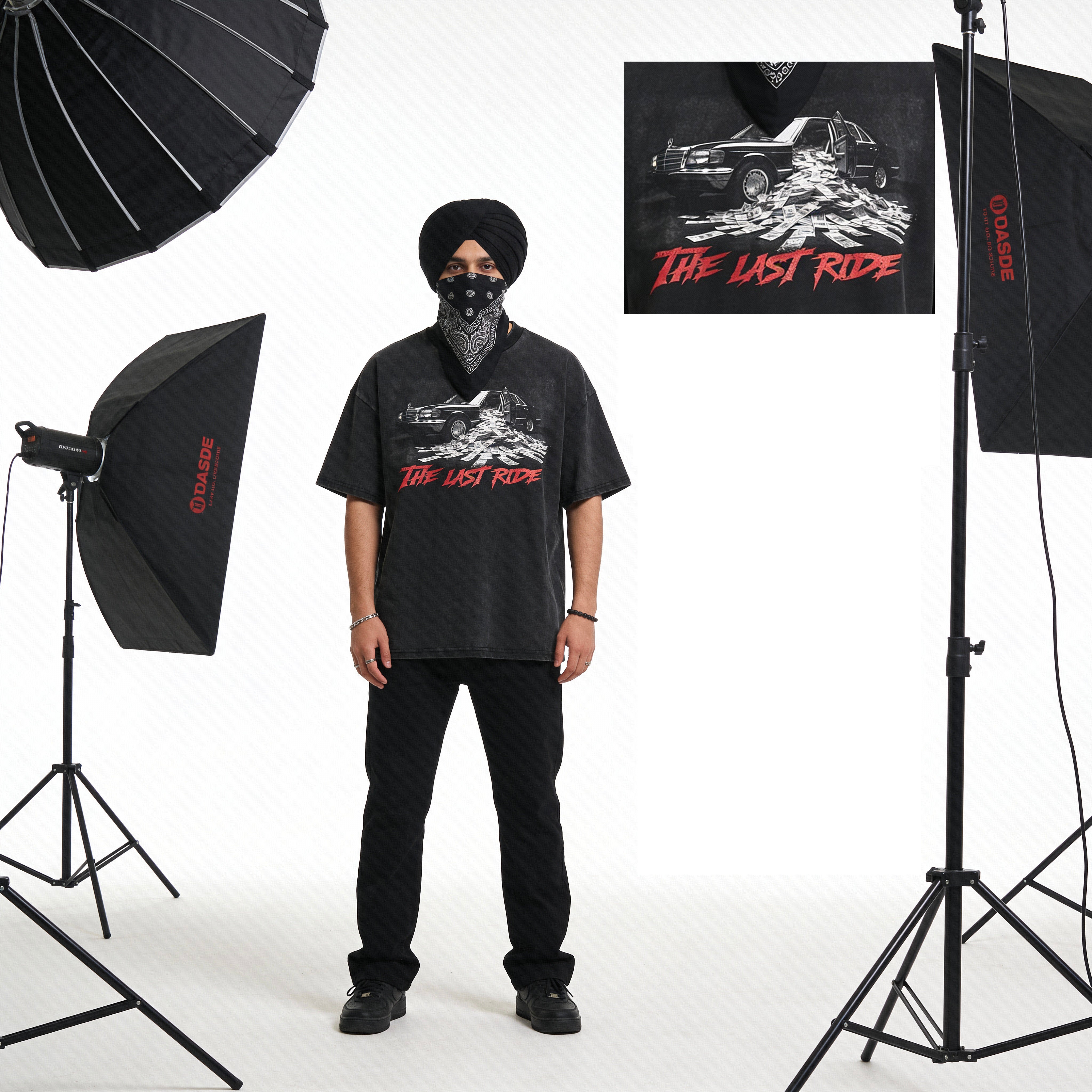 The Last Ride Acid Wash X RisenRetro Oversized Heavyweight 240GSM T-Shirt - risenretro