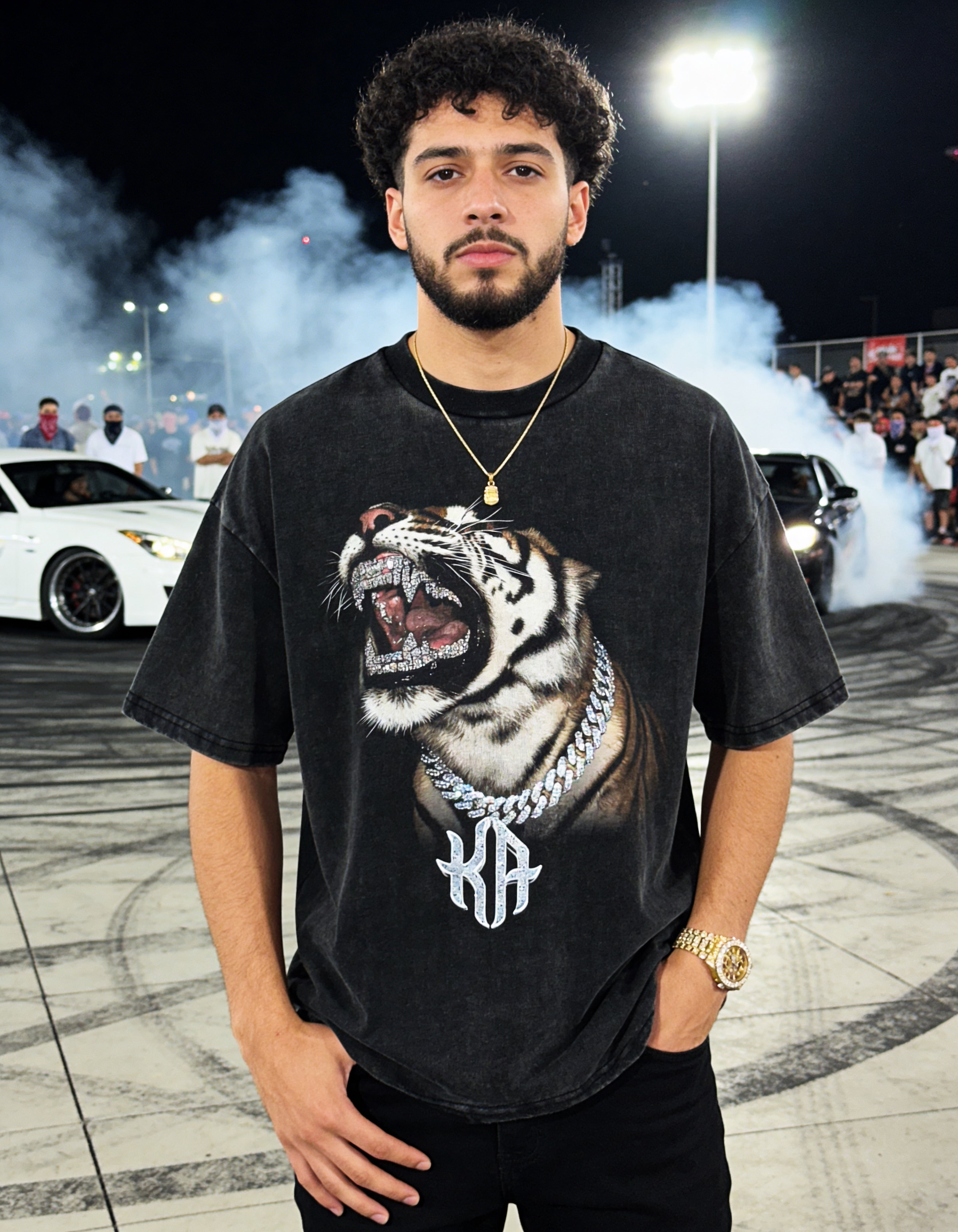 Diamond Roar X RisenRetro Oversized Heavyweight 240GSM T-Shirt - risenretro