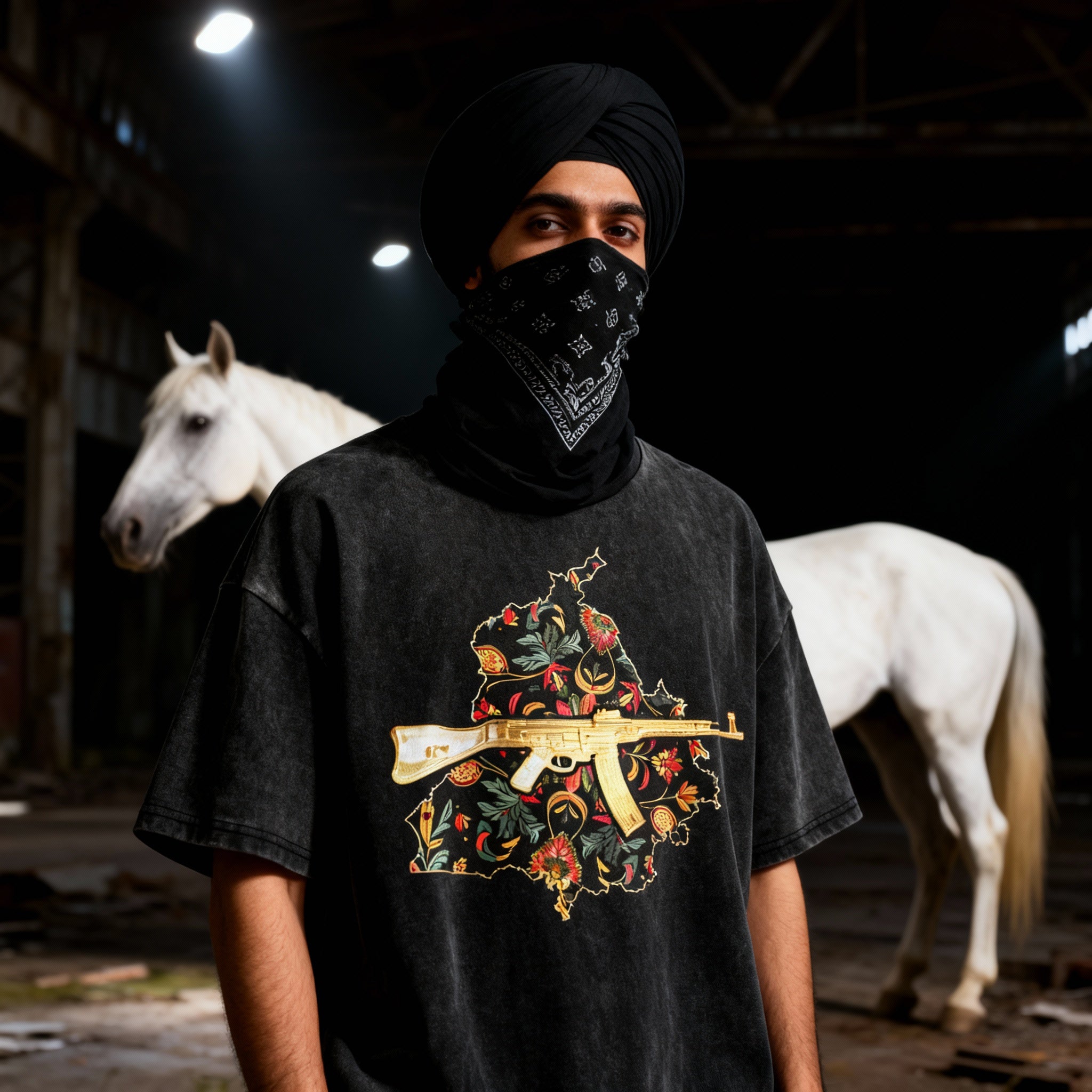Vintage Panjab 47 X RisenRetro Oversized Heavyweight 240GSM T-Shirt - risenretro
