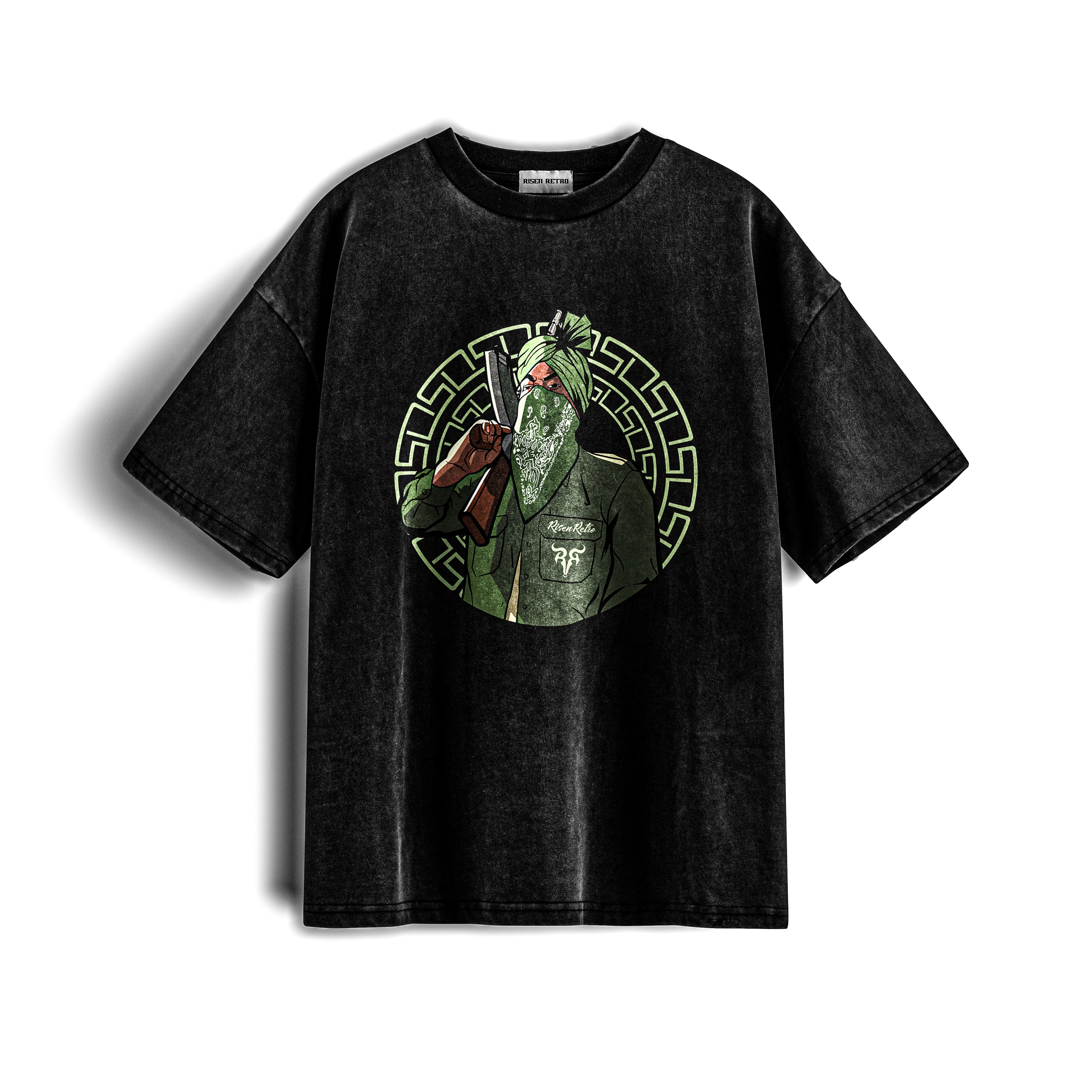 SMW Logo Acid Wash X RisenRetro Oversized Heavyweight 240GSM T-Shirt - risenretro