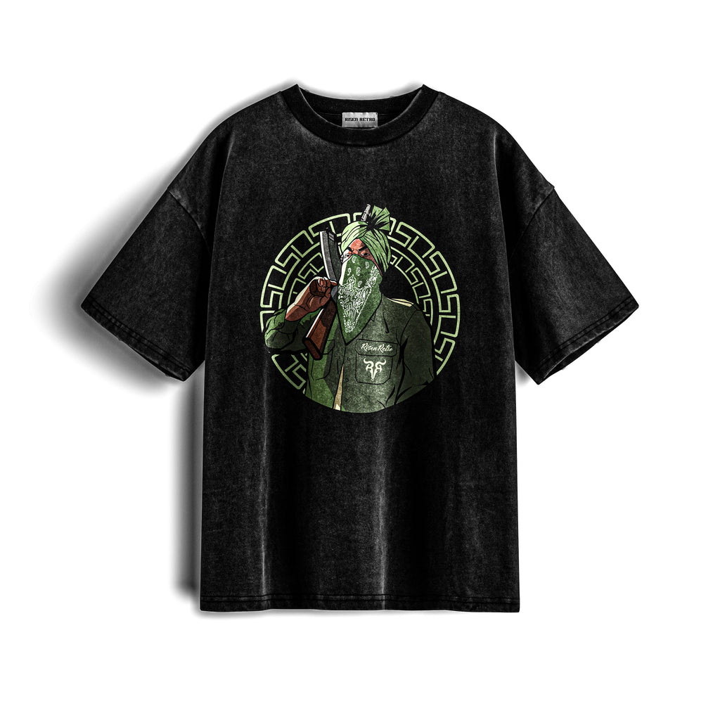 SMW Logo Acid Wash X RisenRetro Oversized Heavyweight 240GSM T-Shirt - risenretro