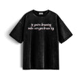 Dream Big Acid Wash X RisenRetro Oversized Heavyweight 240GSM T-Shirt in black with graphic text.