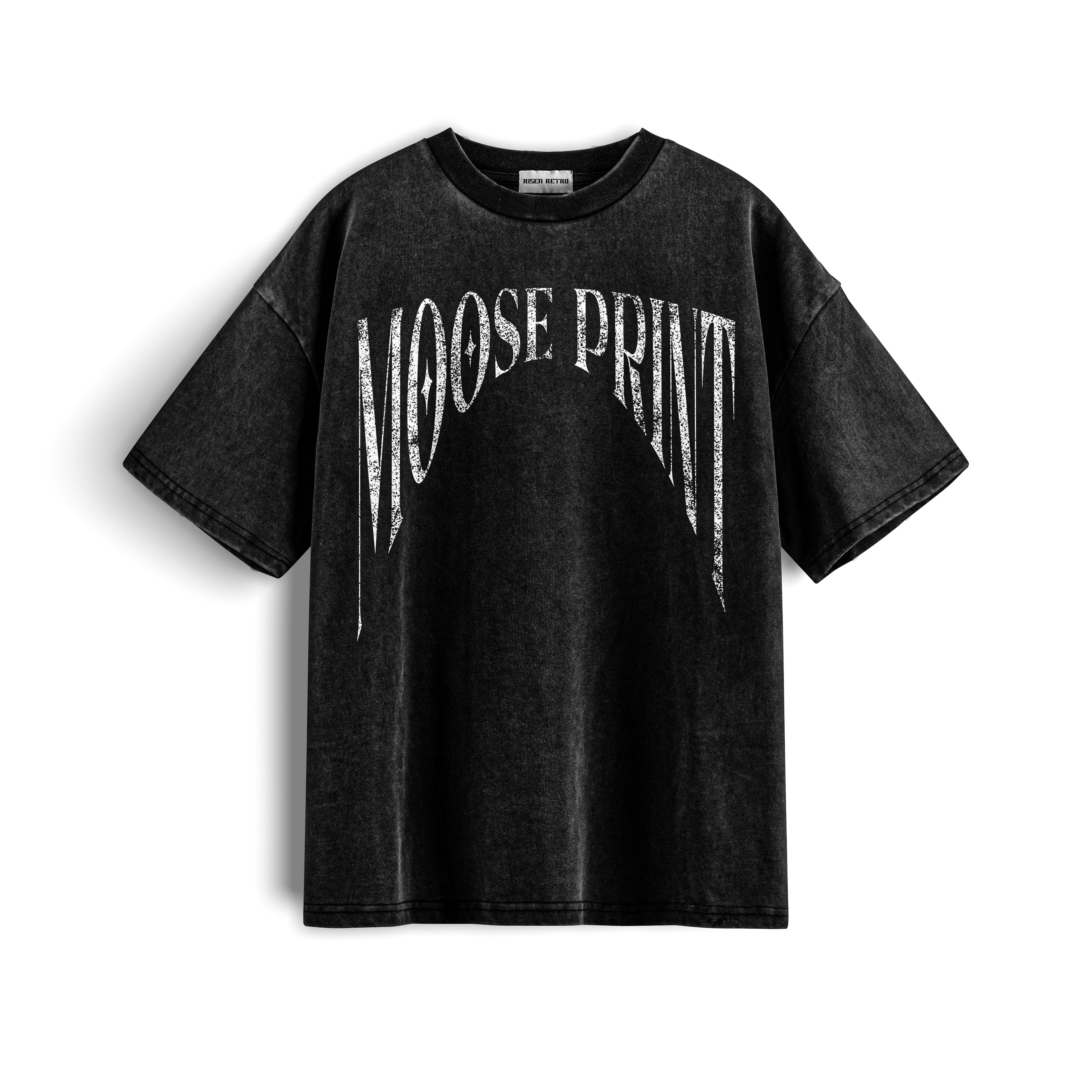 The Moose Print Acid Wash Oversized T-Shirt - risenretro