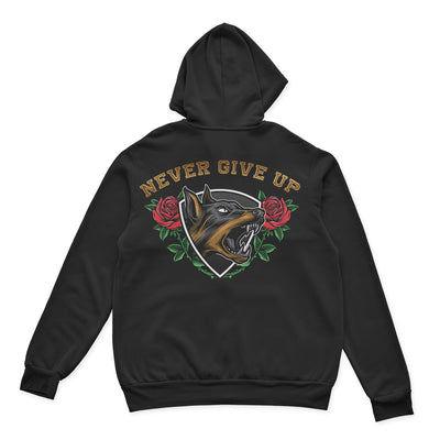 DoberMann Never Give Up  X Risen Retro Heavy 380GSM Hoodie - risenretro