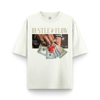 Hustle & Flow Off White X RisenRetro Oversized French Terry 240GSM T-Shirt - risenretro