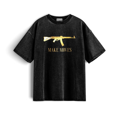 Make Moves Acid Wash X RisenRetro Oversized Heavyweight 240GSM T-Shirt - risenretro