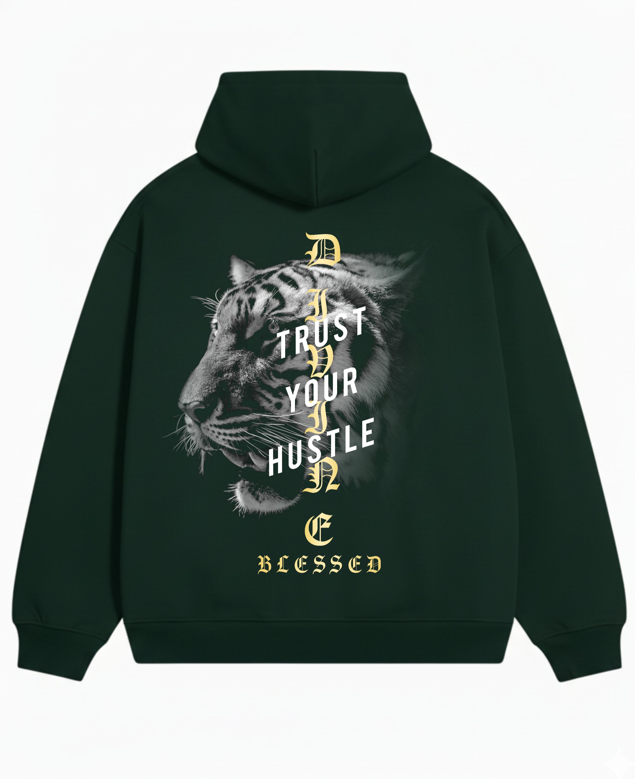Bottle Green Oversized Hoodie Back Design