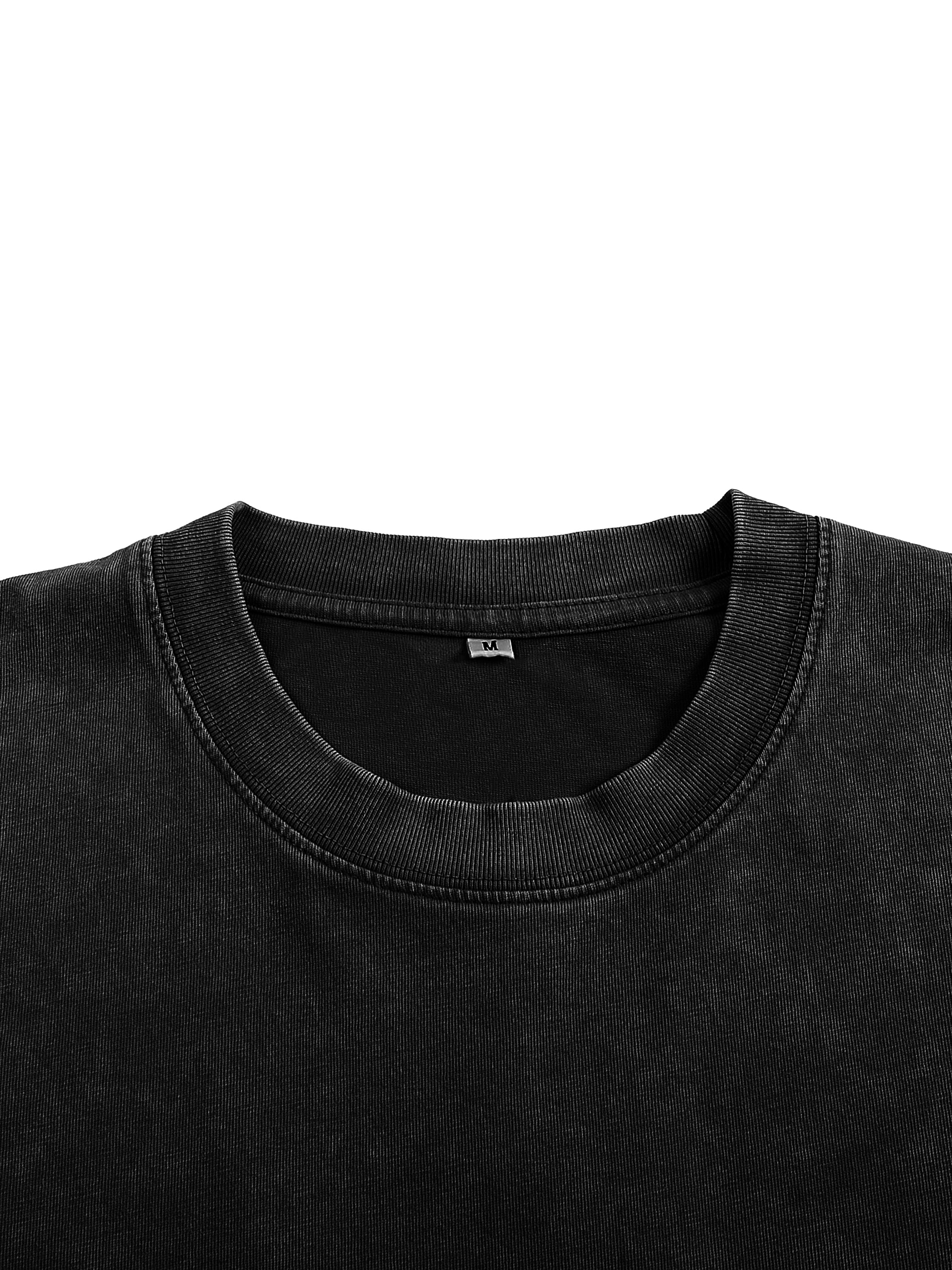 Dream Big Acid Wash X RisenRetro Oversized Heavyweight 240GSM T-Shirt close-up of neckline and fabric texture.