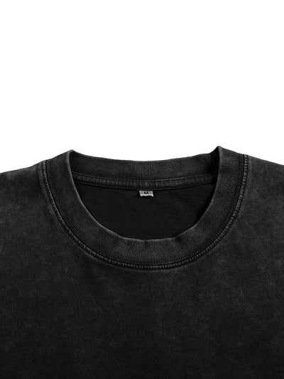 Dream Big Acid Wash X RisenRetro Oversized Heavyweight 240GSM T-Shirt close-up of neckline and fabric texture.